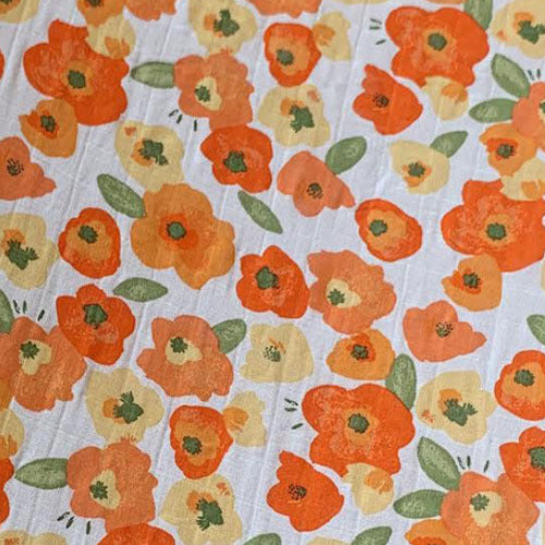 Muslin Changing Pad Cover, Poppies