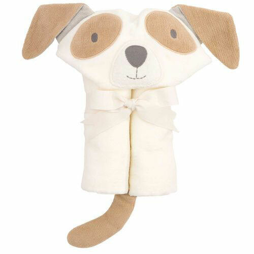 SpearmintLOVE’s baby Puppy Hooded Bath Towel, Cream