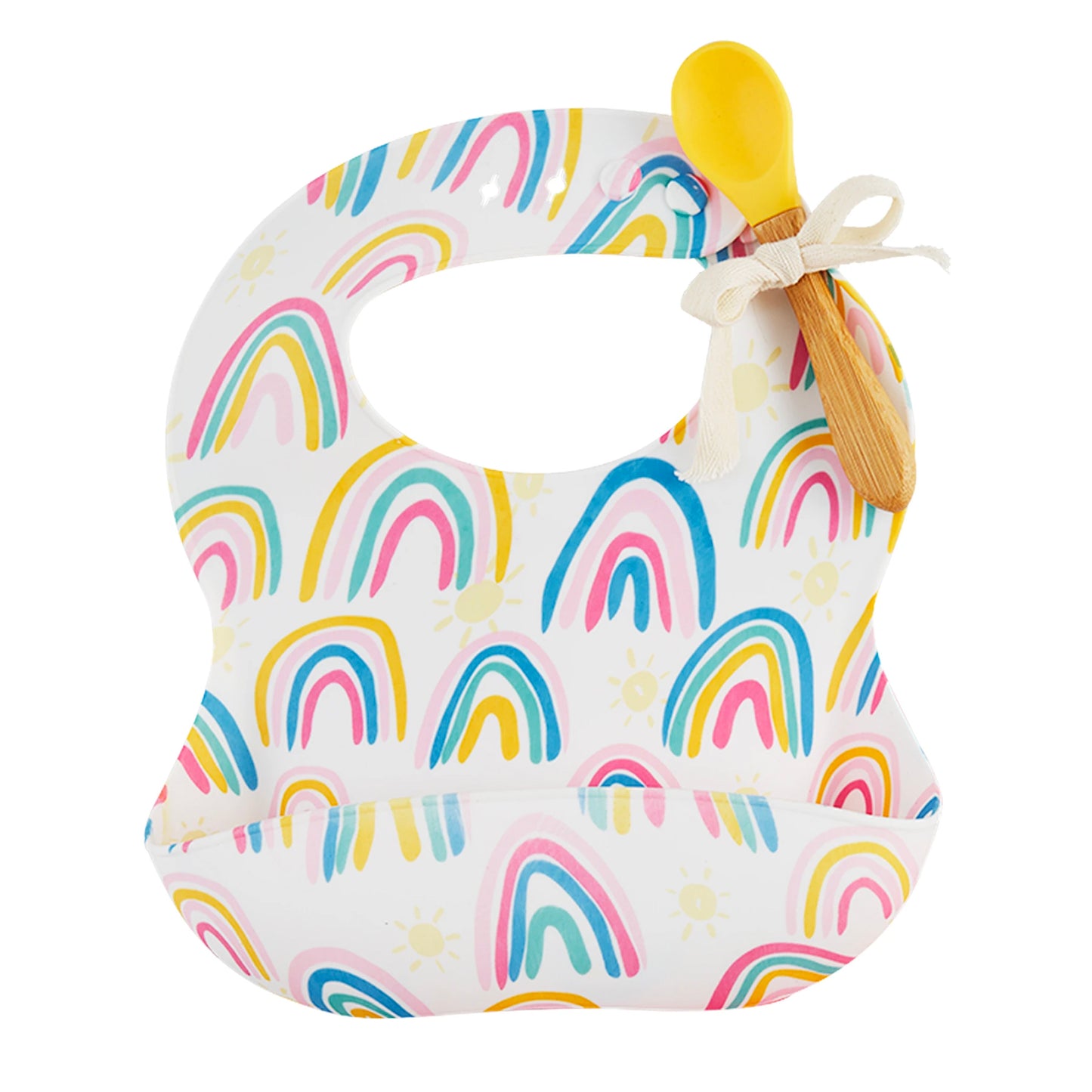 Silicone Bib & Spoon Set, Rainbows