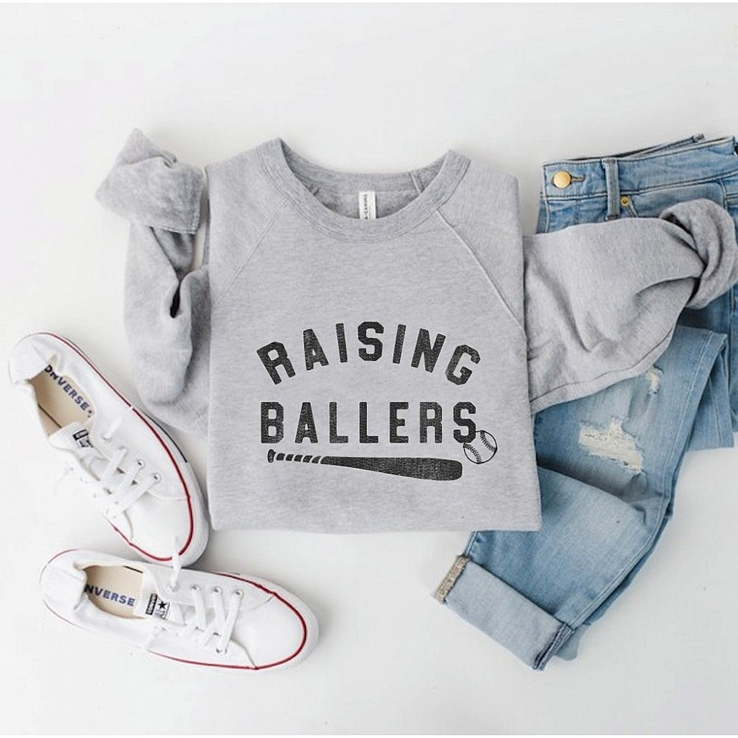 Raising Ballers Adult Graphic Fleece Sweatshirt, Athletic Heather