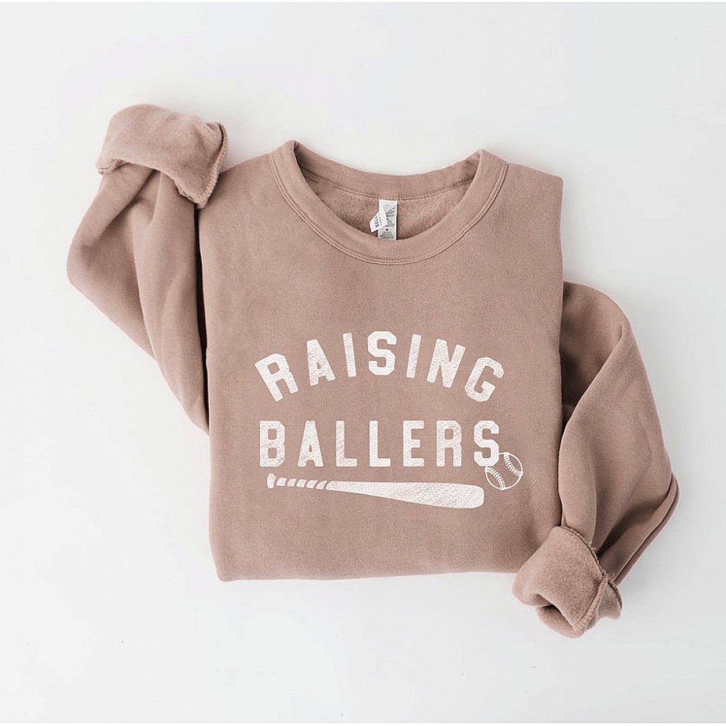 Raising Ballers Adult Graphic Fleece Sweatshirt, Tan