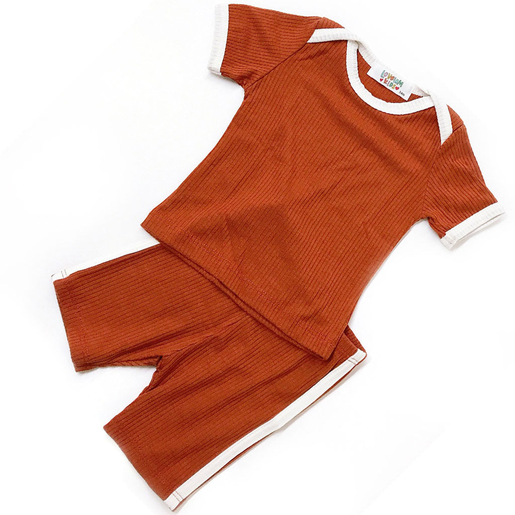 Ribbed 2-Piece Outfit, Rust
