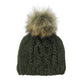 SpearmintLOVE’s baby Cable Knit Fur Pom Hat, Rifle Green