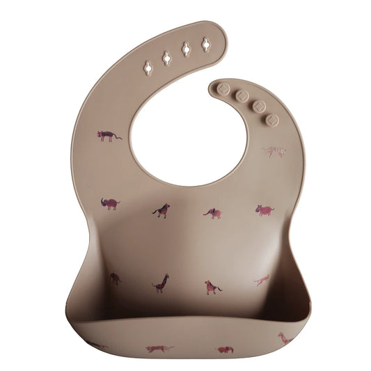 SpearmintLOVE’s baby Silicone Baby Bib, Safari Tan