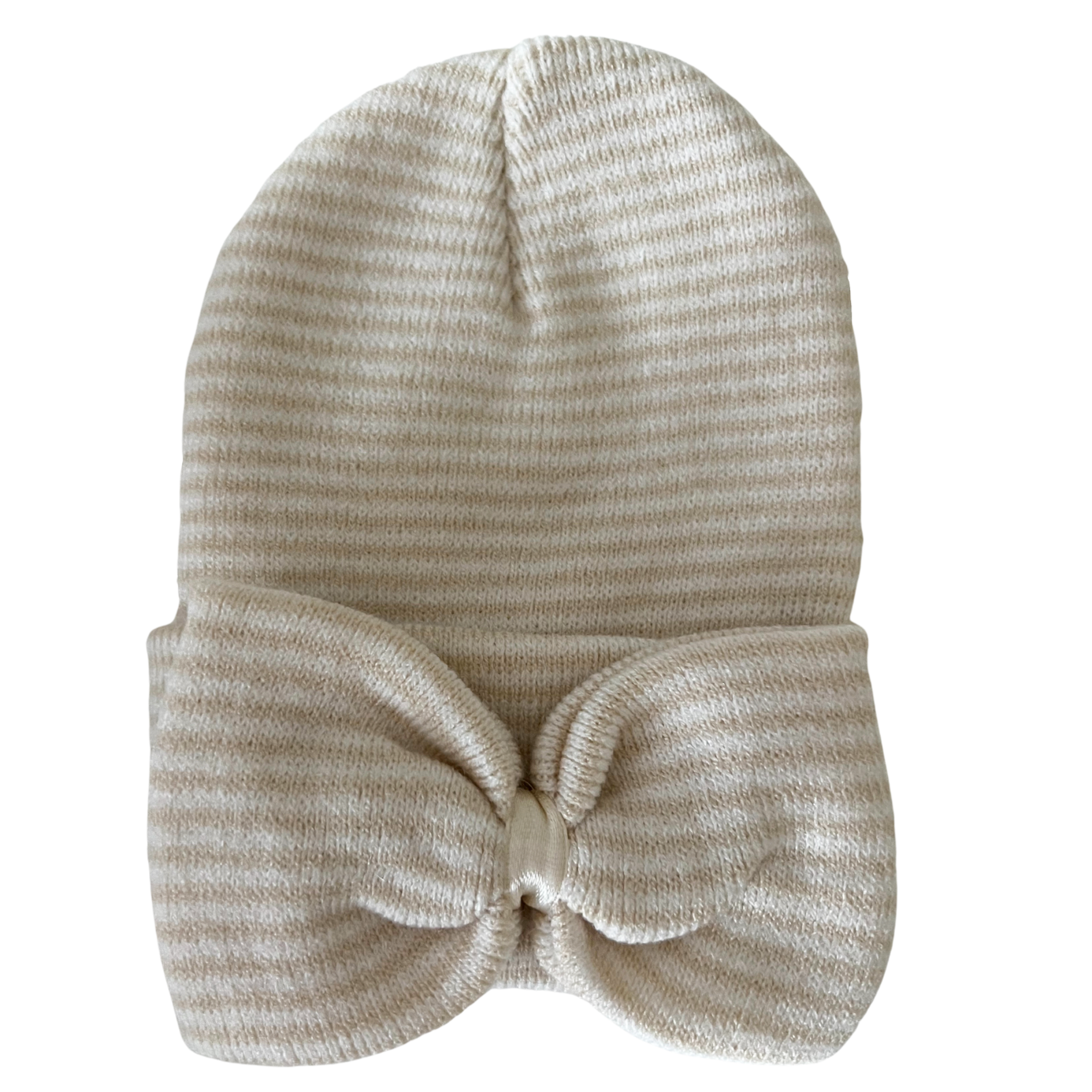 Baby's First Hat, Sand/White Stripe Bow