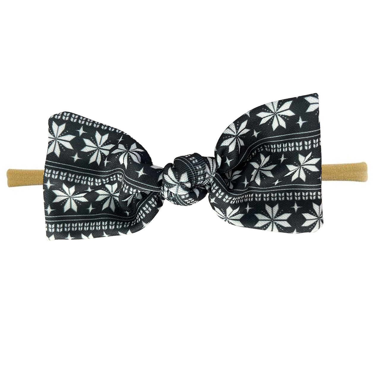 SpearmintLOVE’s baby Holiday Skinny Bow Headband, Black Fair Isle