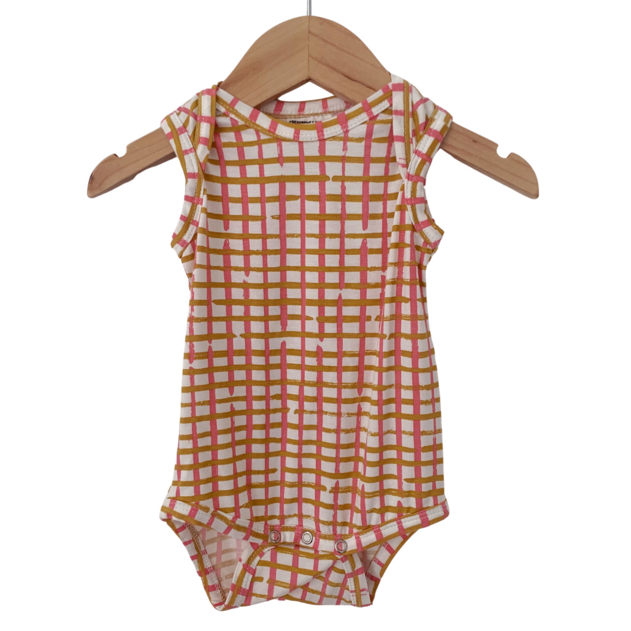 SpearmintLOVE’s baby Sleeveless Bodysuit, Pink Check