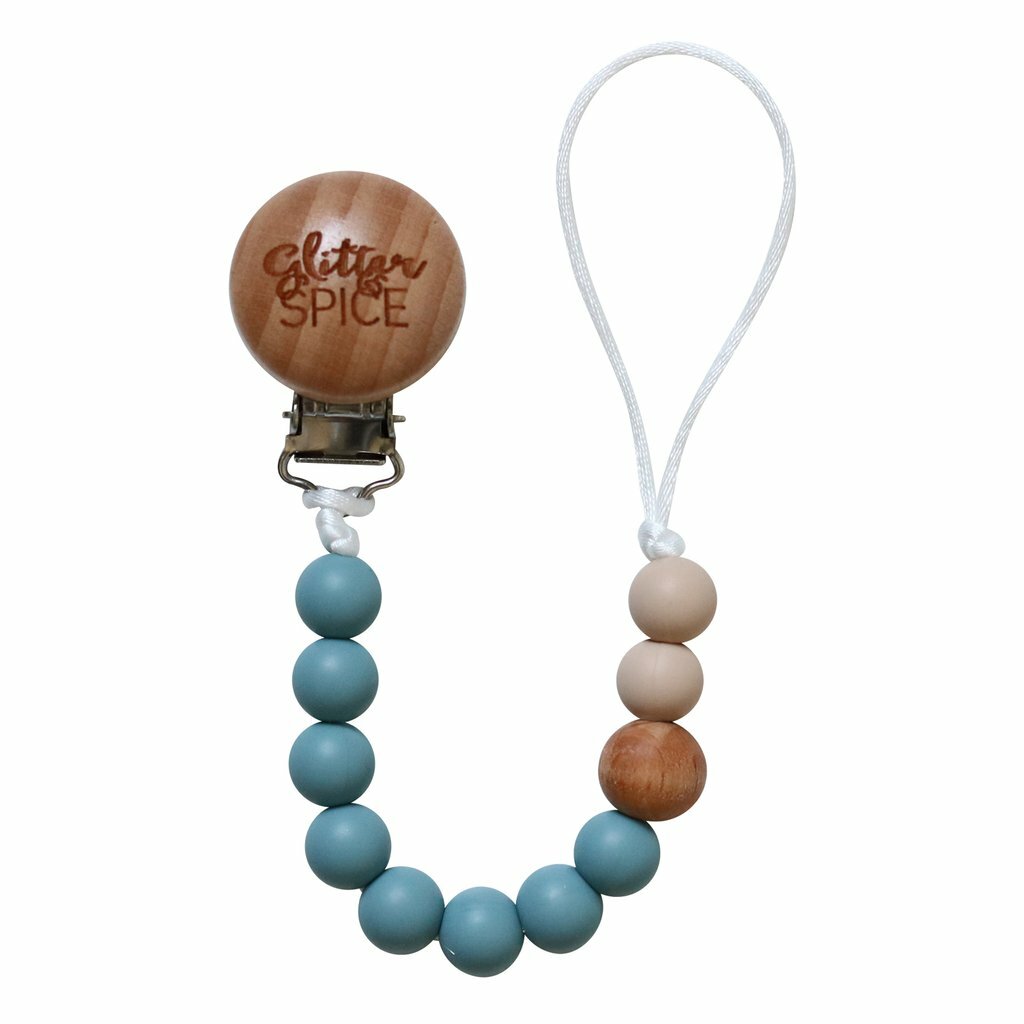 SpearmintLOVE’s baby Pacifier Clip, Steel Blue