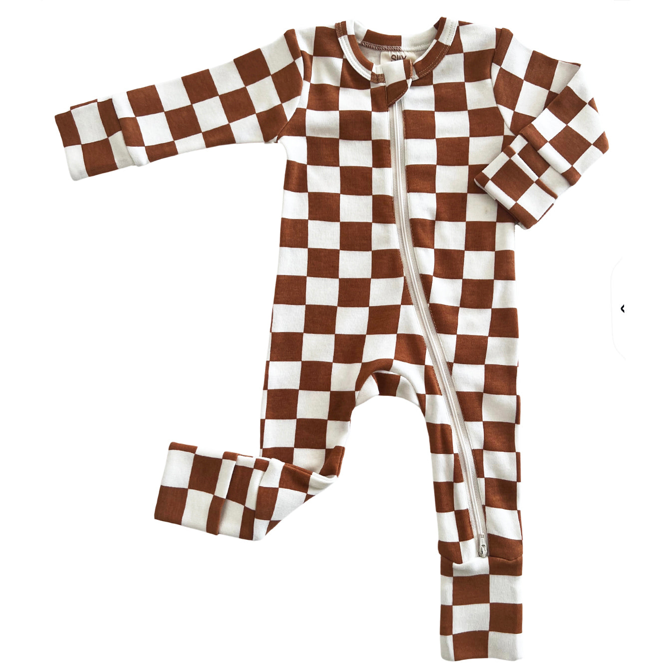Black & Brown Checkerboard  Short Sleeve Ribbed Romper – forever french  baby
