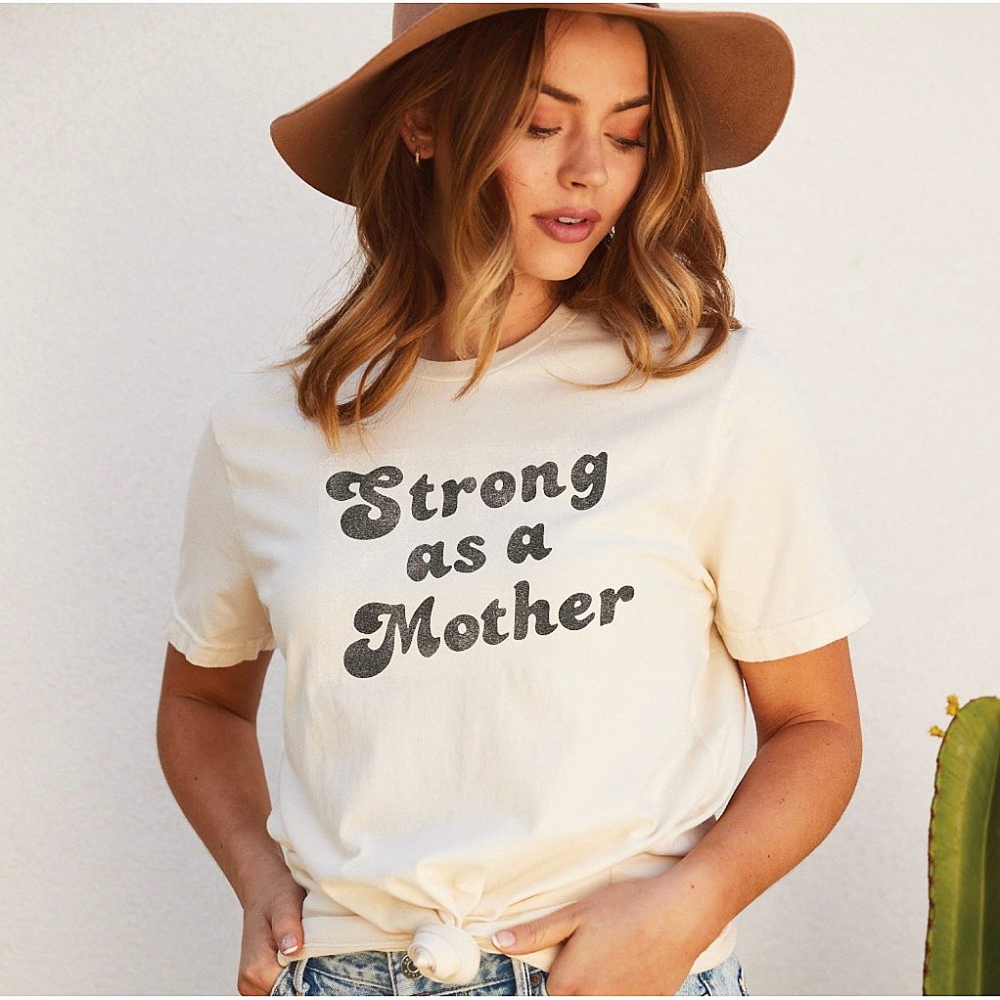 Strong As A Mother Women's Graphic Tee, Vintage White