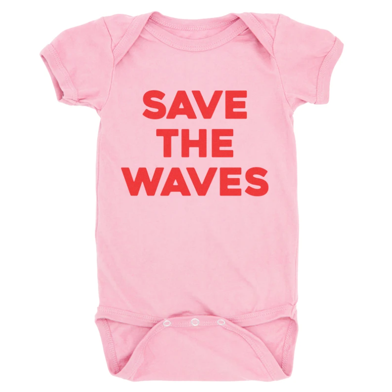 SpearmintLOVE’s baby Graphic Bodysuit, Save The Waves Pink