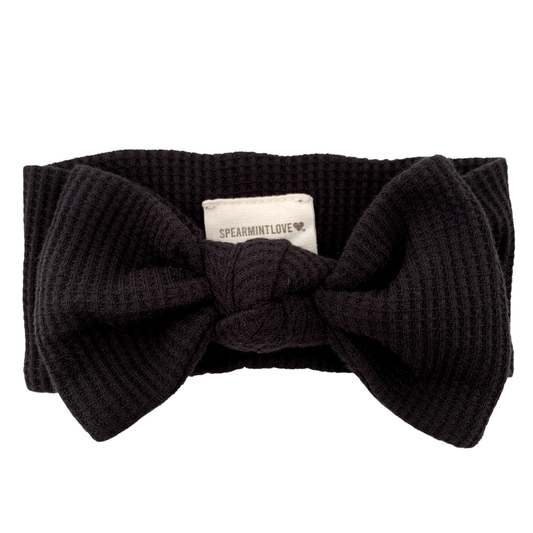 SpearmintLOVE’s baby Organic Waffle Knot Bow, Black