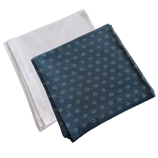 2-Pack Stretch Swaddles, Steel Blue Geo & White